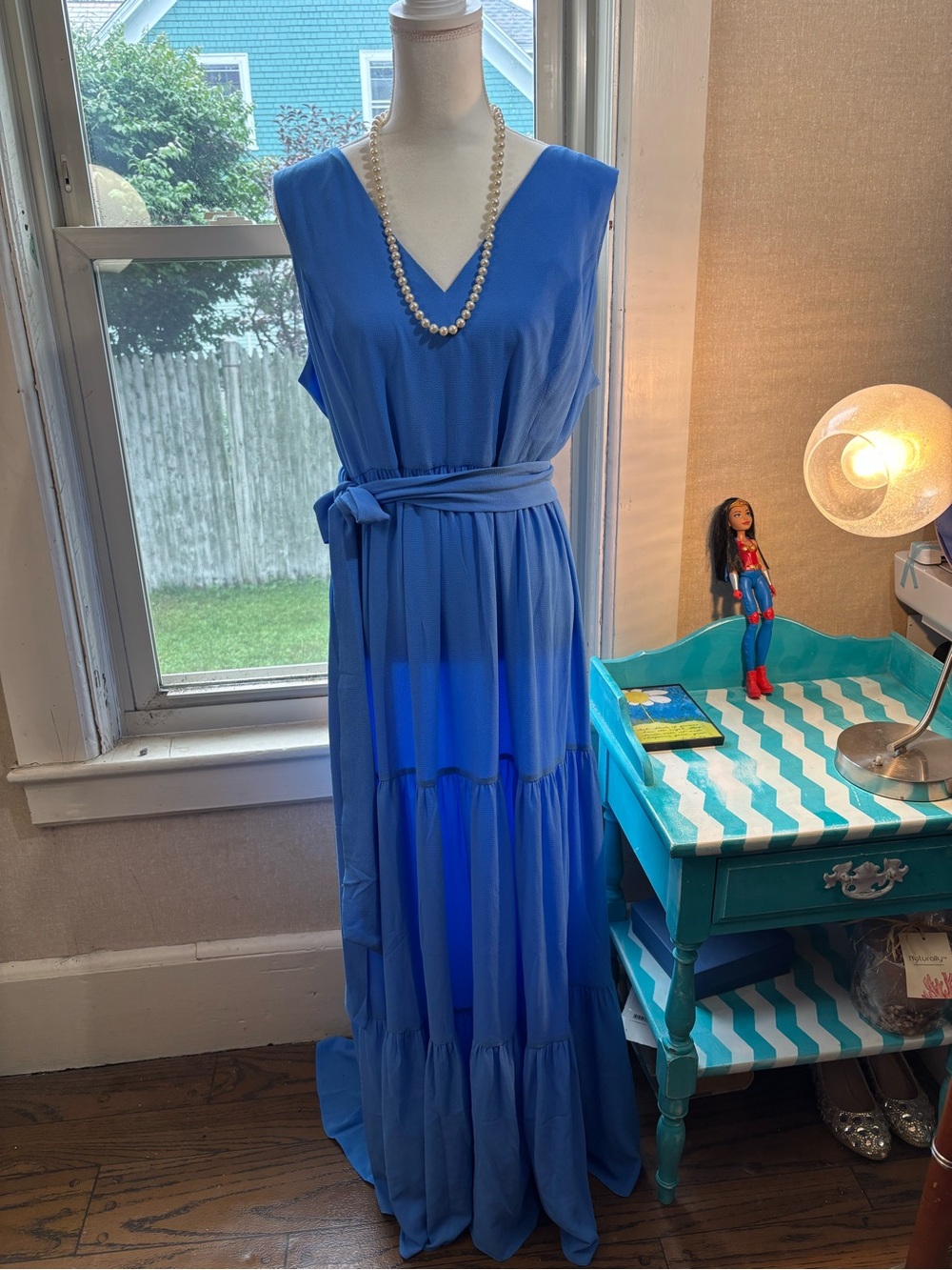 Lilly Pulitzer Cobalt Blue Sleeveless V-Neck Tiered Maxi Dress
